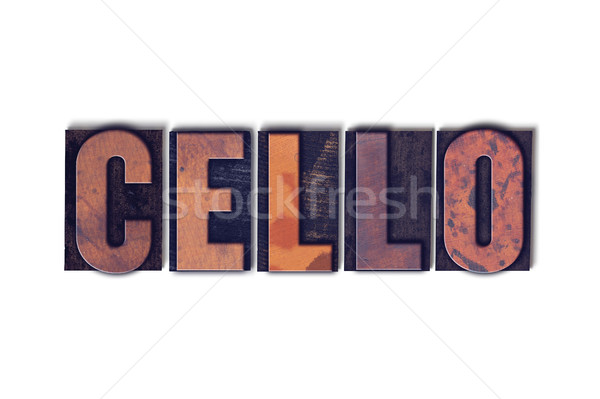 Cello isoliert Buchdruck Wort geschrieben Jahrgang Stock foto © enterlinedesign