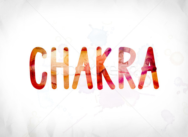 Chakra pintado aquarela palavra arte colorido Foto stock © enterlinedesign
