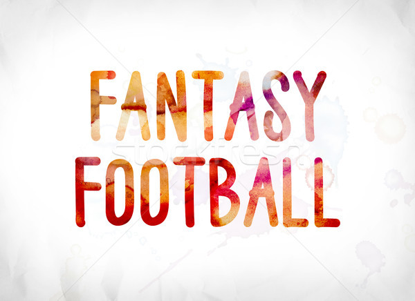 Fantezie fotbal vopsit acuarela cuvant artă Imagine de stoc © enterlinedesign