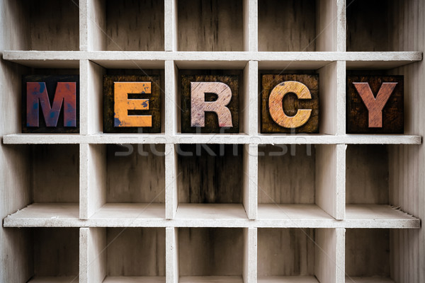 Mercy Concept Wooden Letterpress Type in Drawer Stock photo © enterlinedesign