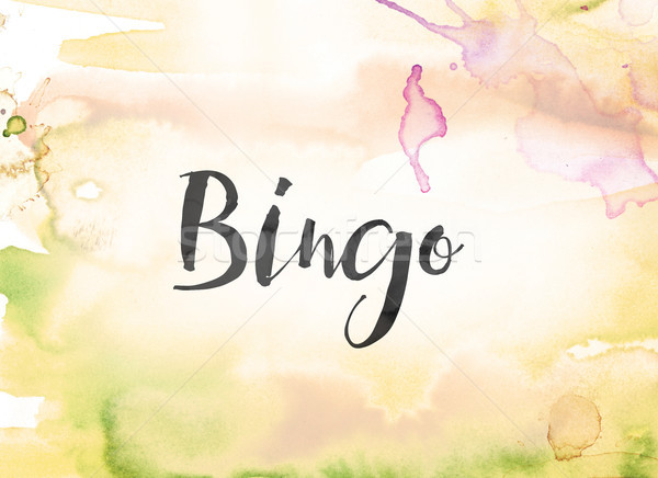 Bingo aquarel inkt schilderij woord geschreven Stockfoto © enterlinedesign