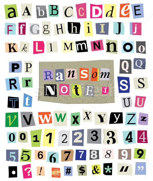 Vector Ransom Note #1- Cut Paper Letters, Numbers, Symbols Stock photo © enterlinedesign