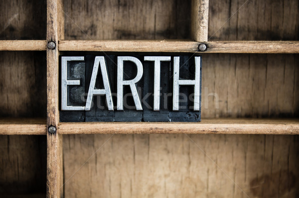 Earth Concept Metal Letterpress Word in Drawer Stock photo © enterlinedesign