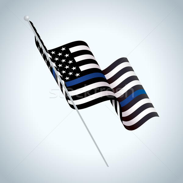 Symbolique police soutien drapeau américain illustration blanc noir [[stock_photo]] © enterlinedesign