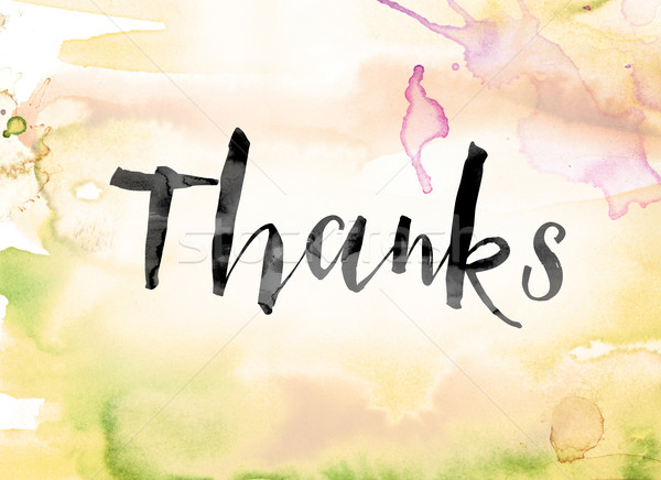 Thanks Colorful Watercolor and Ink Word Art Stock photo © enterlinedesign