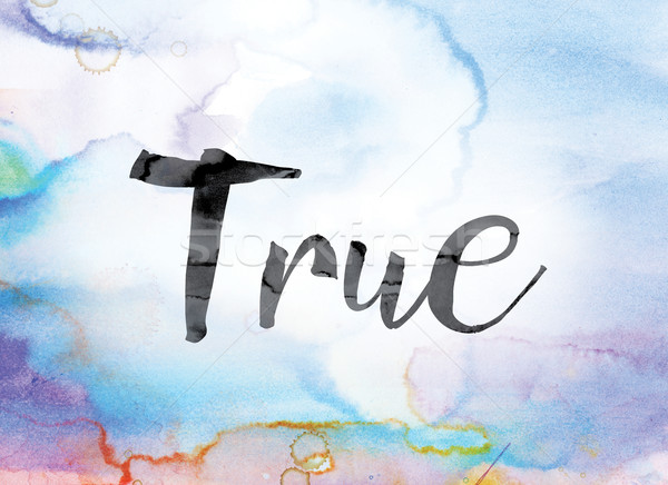 True Colorful Watercolor and Ink Word Art Stock photo © enterlinedesign