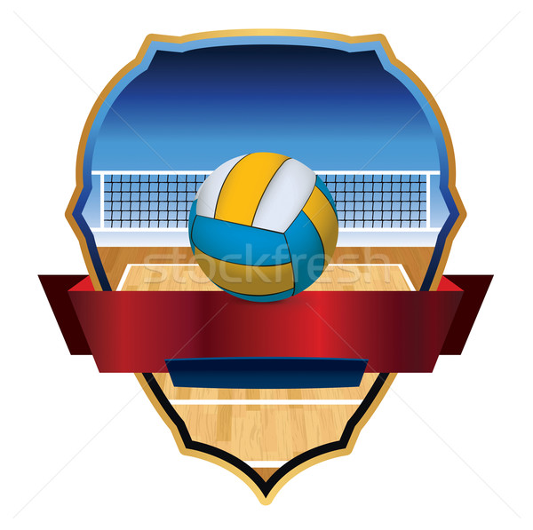 Foto stock: Voleibol · emblema · placa · ilustración · tribunal · neto