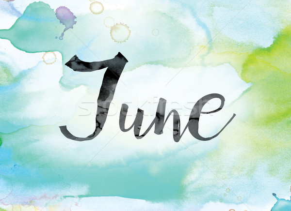 June Colorful Watercolor and Ink Word Art Stock photo © enterlinedesign