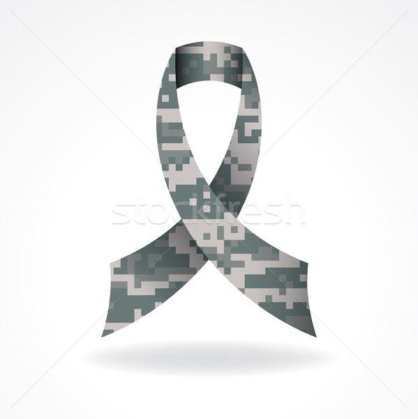 Digital Camo Military Support Ribbon Illustration Stock photo © enterlinedesign