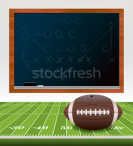 American Football on Field with Chalkboard Stock photo © enterlinedesign
