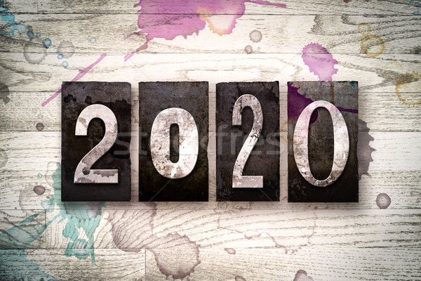 2020 Concept Metal Letterpress Type Stock photo © enterlinedesign