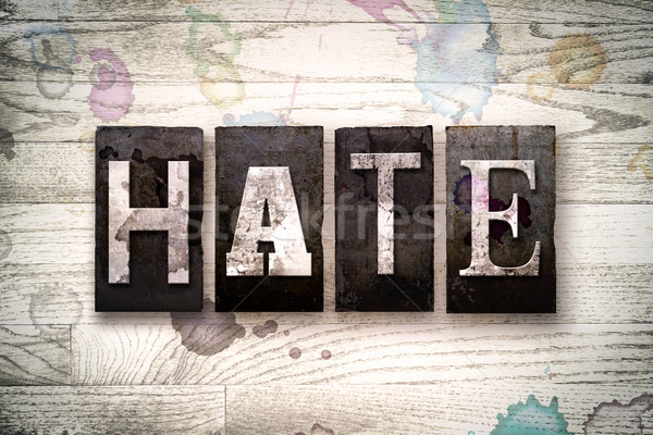 Gyűlölet fém magasnyomás szó írott Stock fotó © enterlinedesign