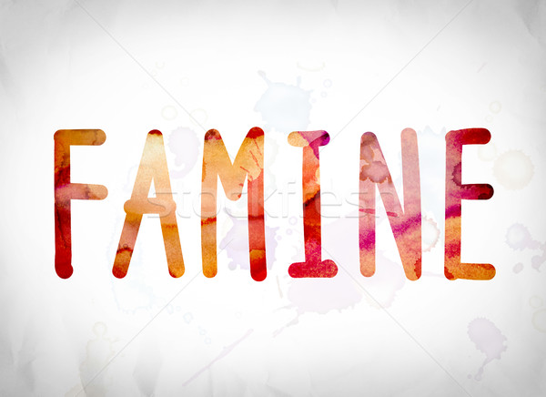 Famine couleur pour aquarelle mot art écrit blanche [[stock_photo]] © enterlinedesign