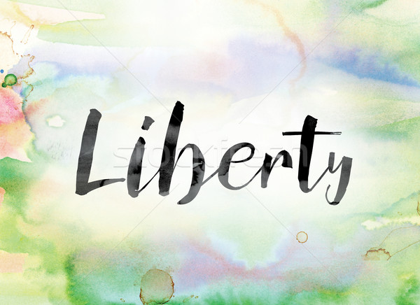 Liberty Colorful Watercolor and Ink Word Art Stock photo © enterlinedesign