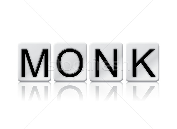 монах плиточные слово изолированный белый написанный Сток-фото © enterlinedesign
