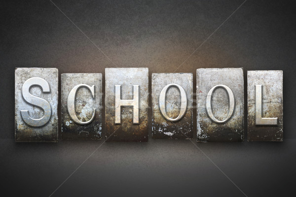 Schule Buchdruck Wort geschrieben Jahrgang Typ Stock foto © enterlinedesign