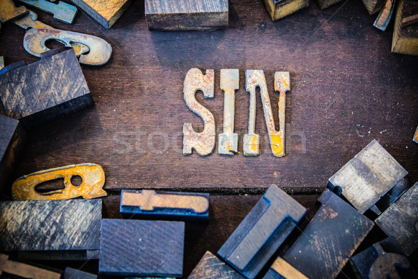 грех ржавые тип слово написанный Сток-фото © enterlinedesign