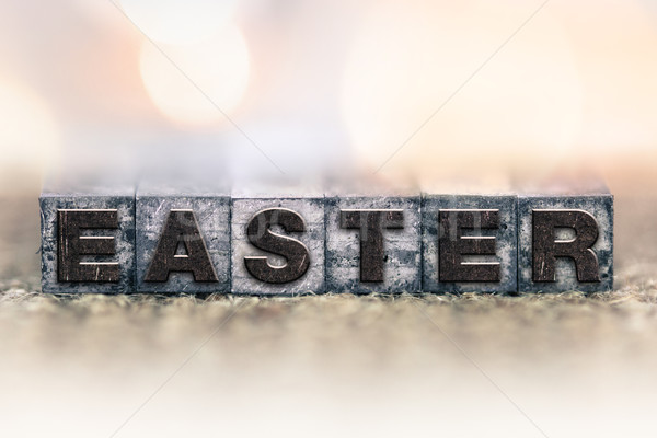 Easter Concept Vintage Letterpress Type Stock photo © enterlinedesign