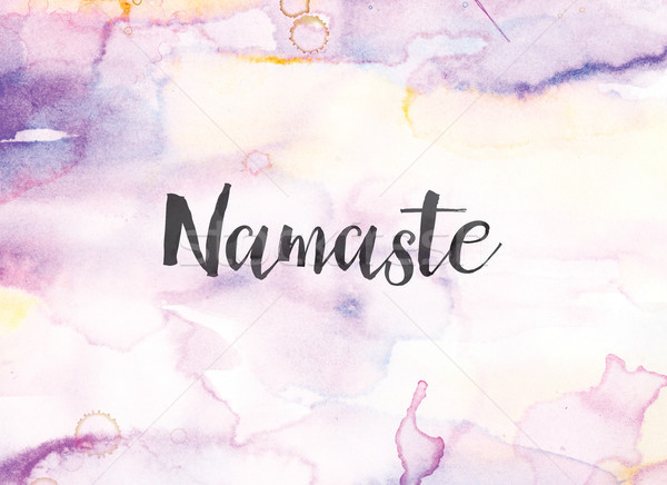 Namaste aquarel inkt schilderij woord geschreven Stockfoto © enterlinedesign