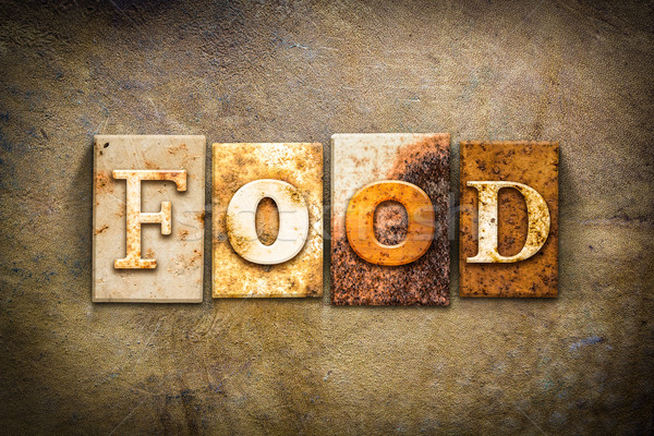 Comida couro palavra escrito enferrujado Foto stock © enterlinedesign