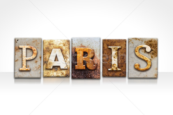 Stockfoto: Parijs · geïsoleerd · witte · woord · geschreven