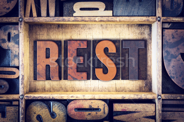 Rest Concept Letterpress Type Stock photo © enterlinedesign