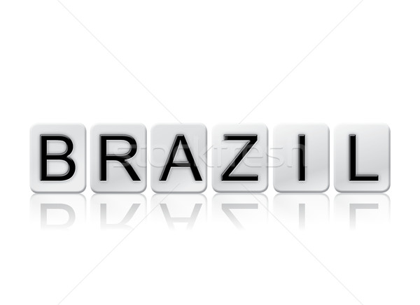 Brasil isolado azulejos cartas palavra escrito Foto stock © enterlinedesign
