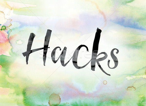Hacks Colorful Watercolor and Ink Word Art Stock photo © enterlinedesign