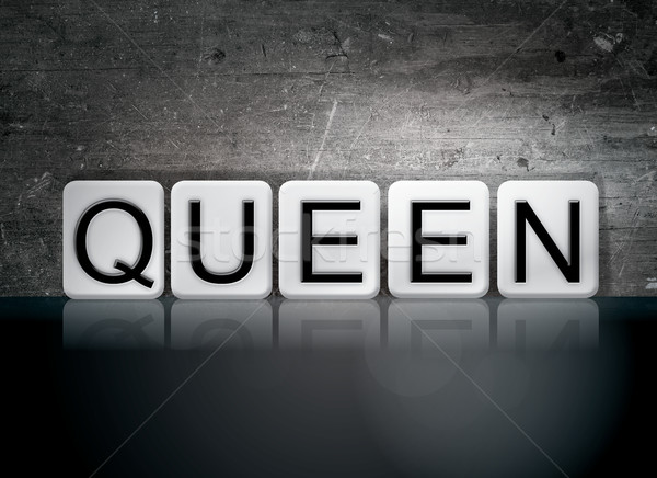 Regină pardoseala de gresie litere cuvant scris alb Imagine de stoc © enterlinedesign