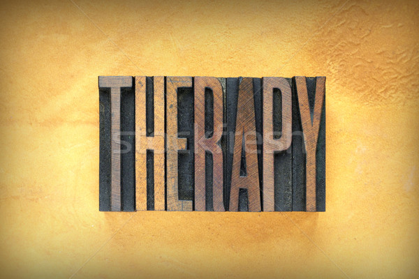 Stock foto: Therapie · Buchdruck · Wort · geschrieben · Jahrgang · Typ