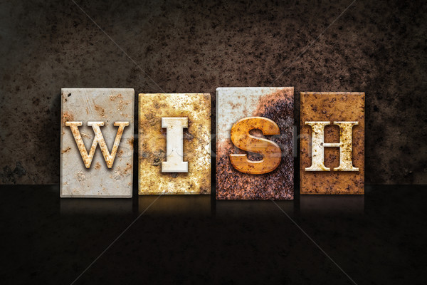 Wish Letterpress Concept on Dark Background Stock photo © enterlinedesign