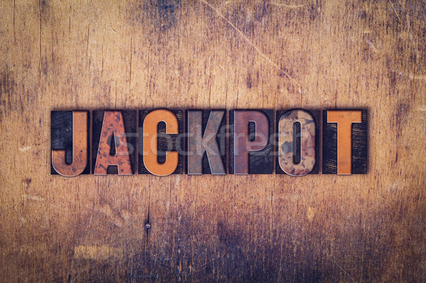 Jackpot ahşap tip kelime yazılı Stok fotoğraf © enterlinedesign