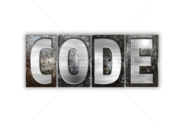 Code isolé métal type mot Photo stock © enterlinedesign
