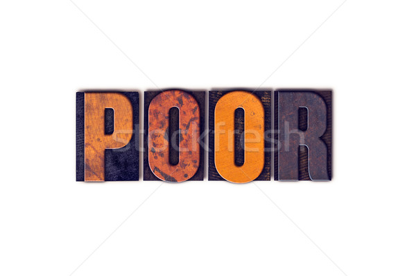 Armen isoliert Buchdruck Typ Wort geschrieben Stock foto © enterlinedesign