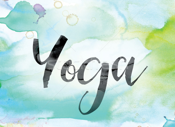 Yoga Colorful Watercolor and Ink Word Art Stock photo © enterlinedesign