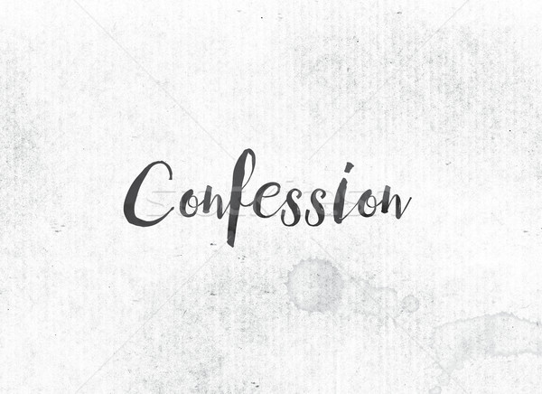 Confessione verniciato inchiostro parola nero acquerello Foto d'archivio © enterlinedesign