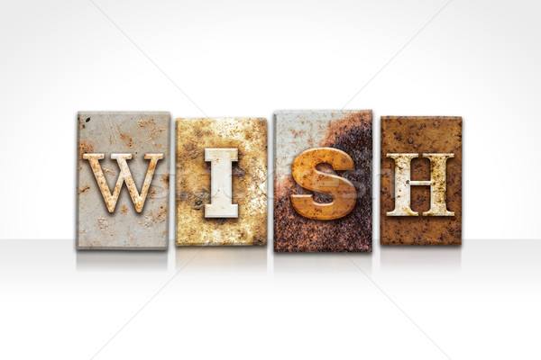 Wish Letterpress Concept Isolated on White Stock photo © enterlinedesign