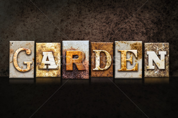 Garden Letterpress Concept on Dark Background Stock photo © enterlinedesign