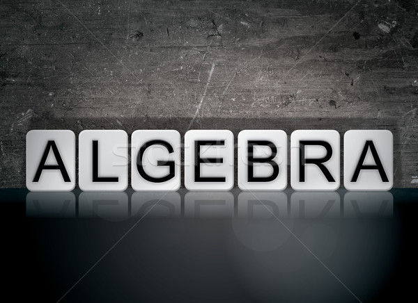 Algebra piastrellato parola scritto bianco piastrelle Foto d'archivio © enterlinedesign