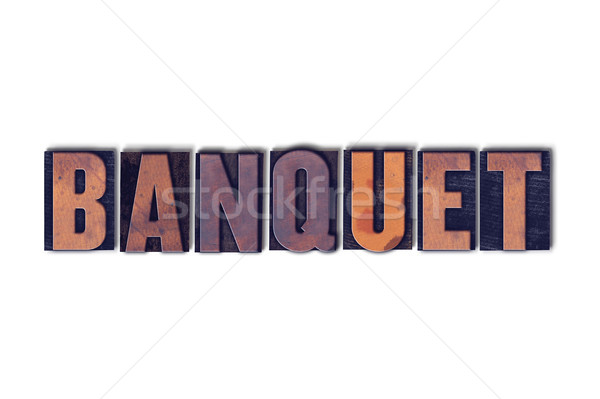 [[stock_photo]]: Banquet · isolé · mot · écrit · vintage