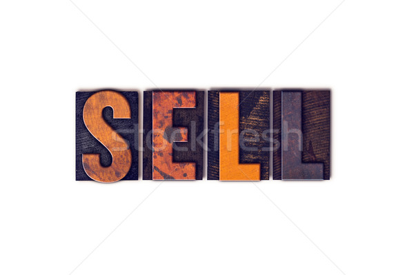 Сток-фото: продавать · изолированный · тип · слово · написанный