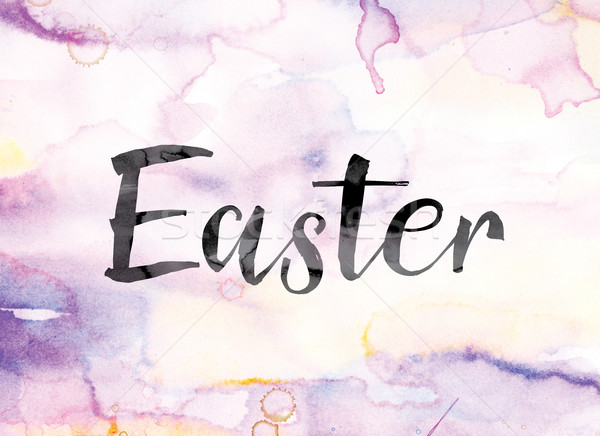 Easter Colorful Watercolor and Ink Word Art Stock photo © enterlinedesign