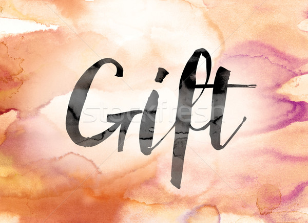 Gift Colorful Watercolor and Ink Word Art Stock photo © enterlinedesign
