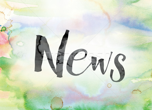 News Colorful Watercolor and Ink Word Art Stock photo © enterlinedesign