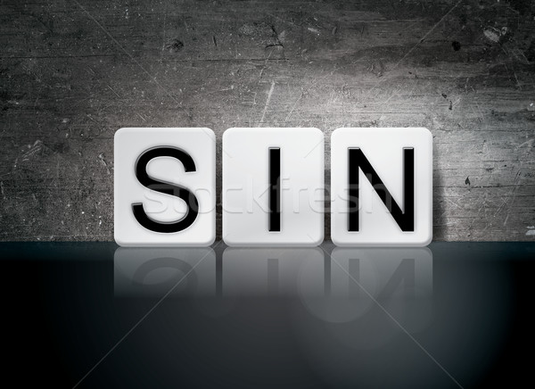 Pecado azulejos cartas palabra escrito blanco Foto stock © enterlinedesign
