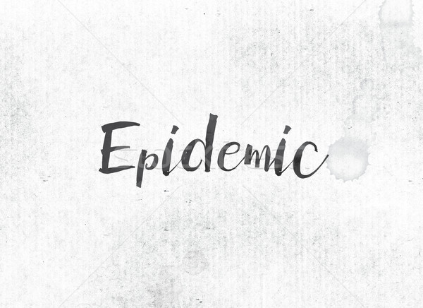 Epidemie vopsit cerneală cuvant negru acuarela Imagine de stoc © enterlinedesign