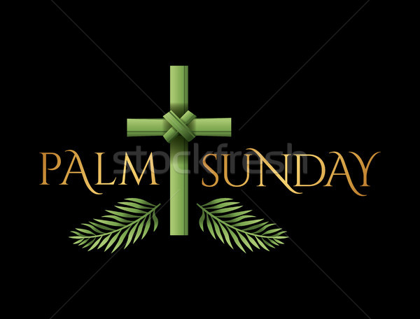 Christian Palm Sunday Cross Theme Illustration Stock photo © enterlinedesign