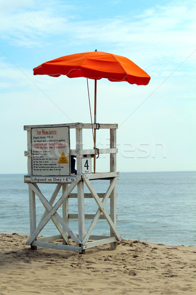 Rettungsschwimmer Turm leer Ozean Strand Sand Stock foto © enterlinedesign