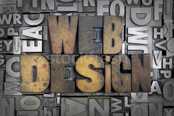 Web-Design geschrieben Jahrgang Buchdruck Typ Internet Stock foto © enterlinedesign