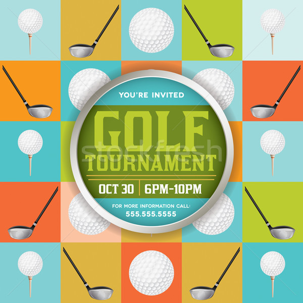 Golf tournoi illustration flyer design eps [[stock_photo]] © enterlinedesign